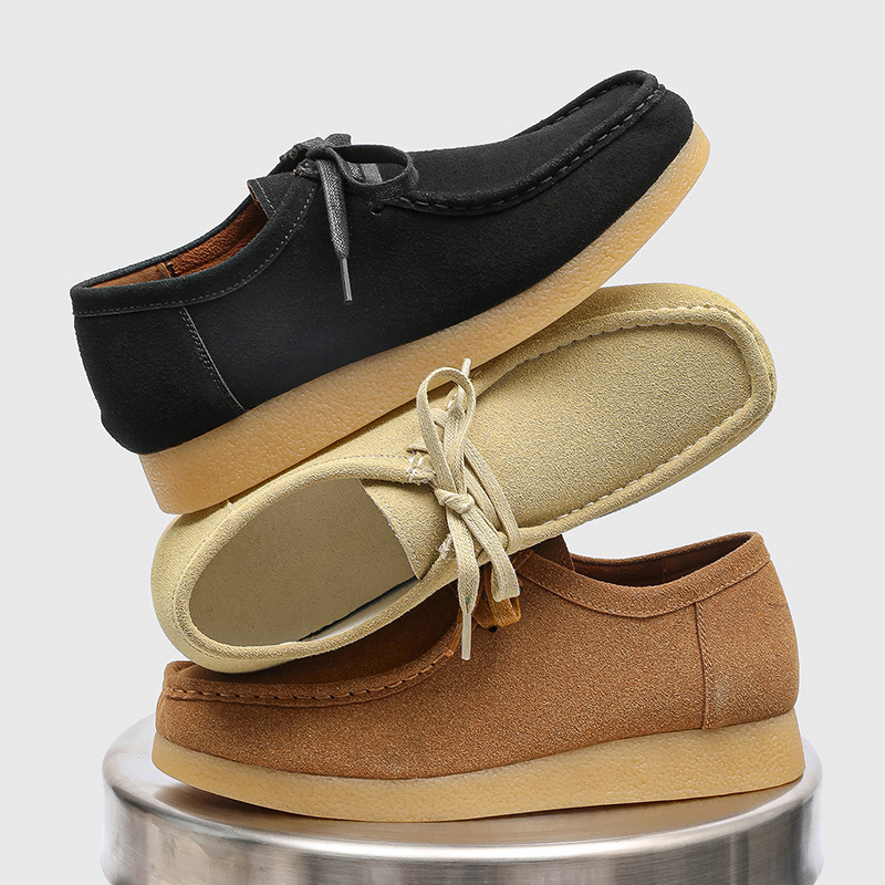 Slip-on kožne loaferice s okruglim nosom, gumena potplata, niski potpetica 1-3 cm