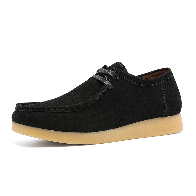 Slip-on kožne loaferice s okruglim nosom, gumena potplata, niski potpetica 1-3 cm