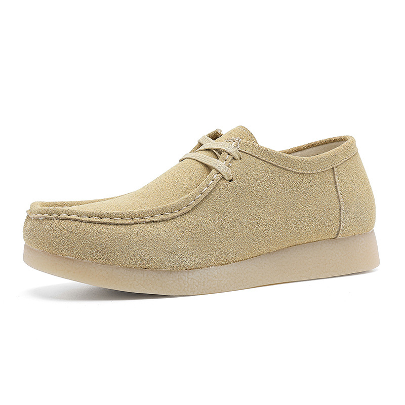 Slip-on kožne loaferice s okruglim nosom, gumena potplata, niski potpetica 1-3 cm