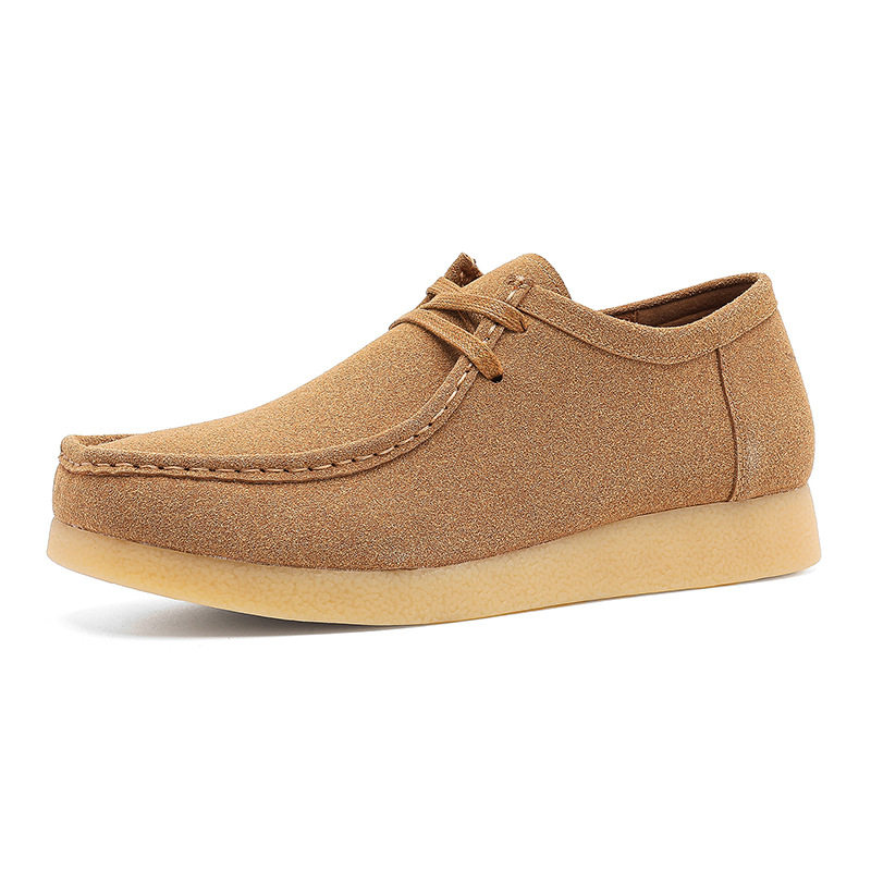 Slip-on kožne loaferice s okruglim nosom, gumena potplata, niski potpetica 1-3 cm