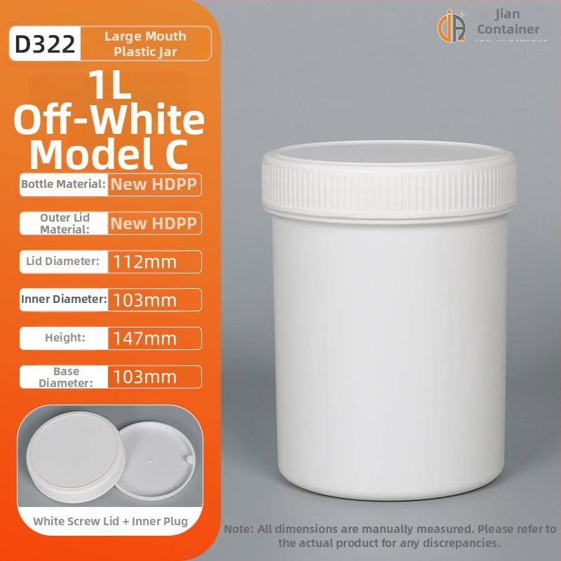 1L PP пластмасов съд за мастило с вътрешен уплътнител и външен капак, персонализирана обработка и печат на лого