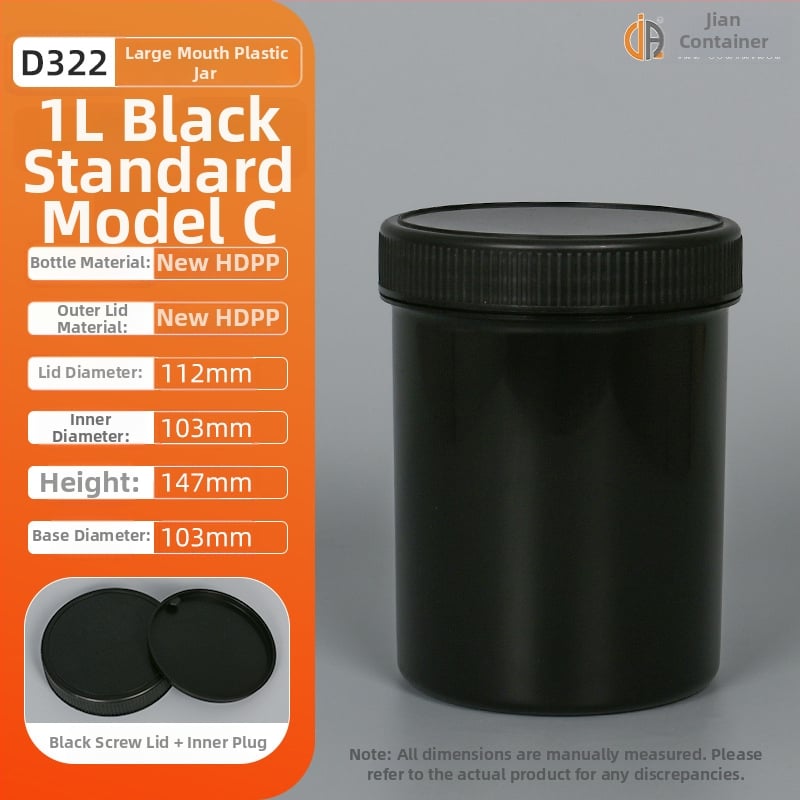 1L PP пластмасов съд за мастило с вътрешен уплътнител и външен капак, персонализирана обработка и печат на лого