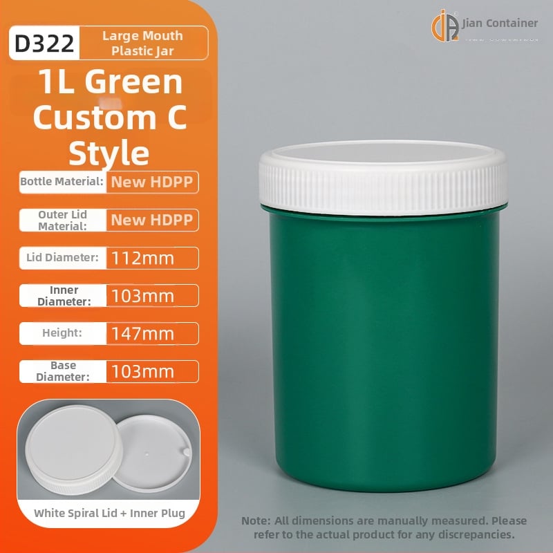 1L PP пластмасов съд за мастило с вътрешен уплътнител и външен капак, персонализирана обработка и печат на лого