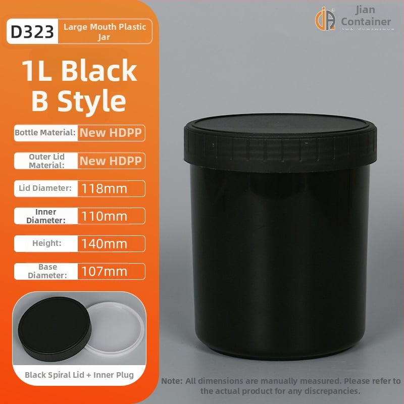 1L PP пластмасов съд за мастило с вътрешен уплътнител и външен капак, персонализирана обработка и печат на лого