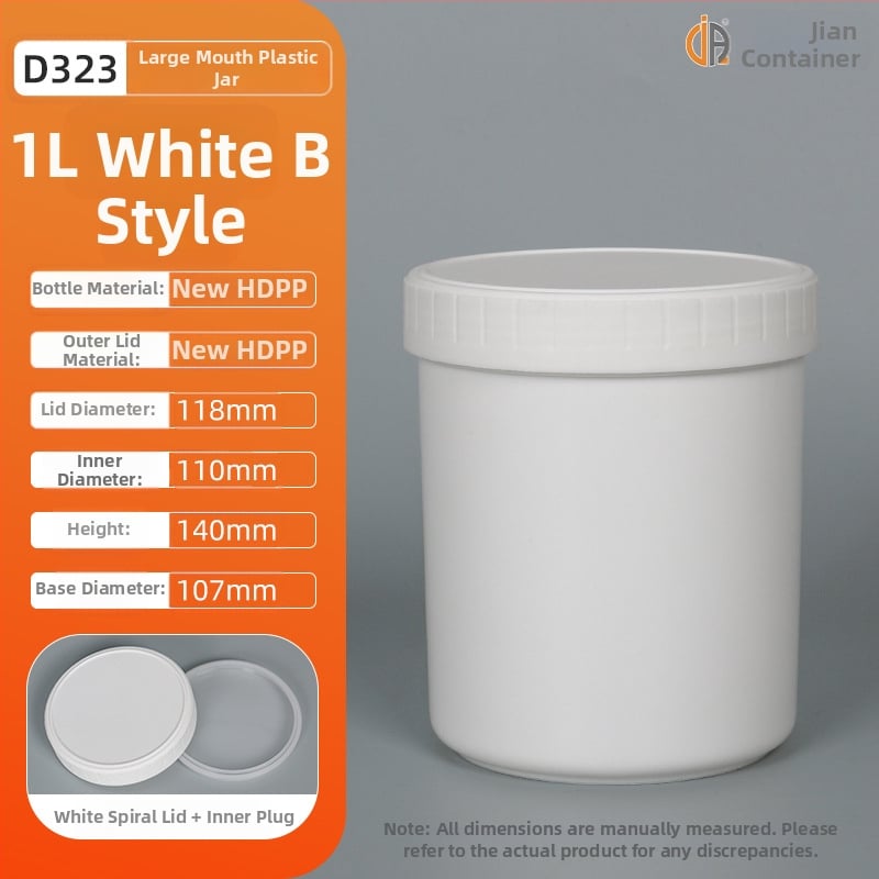 1L PP пластмасов съд за мастило с вътрешен уплътнител и външен капак, персонализирана обработка и печат на лого