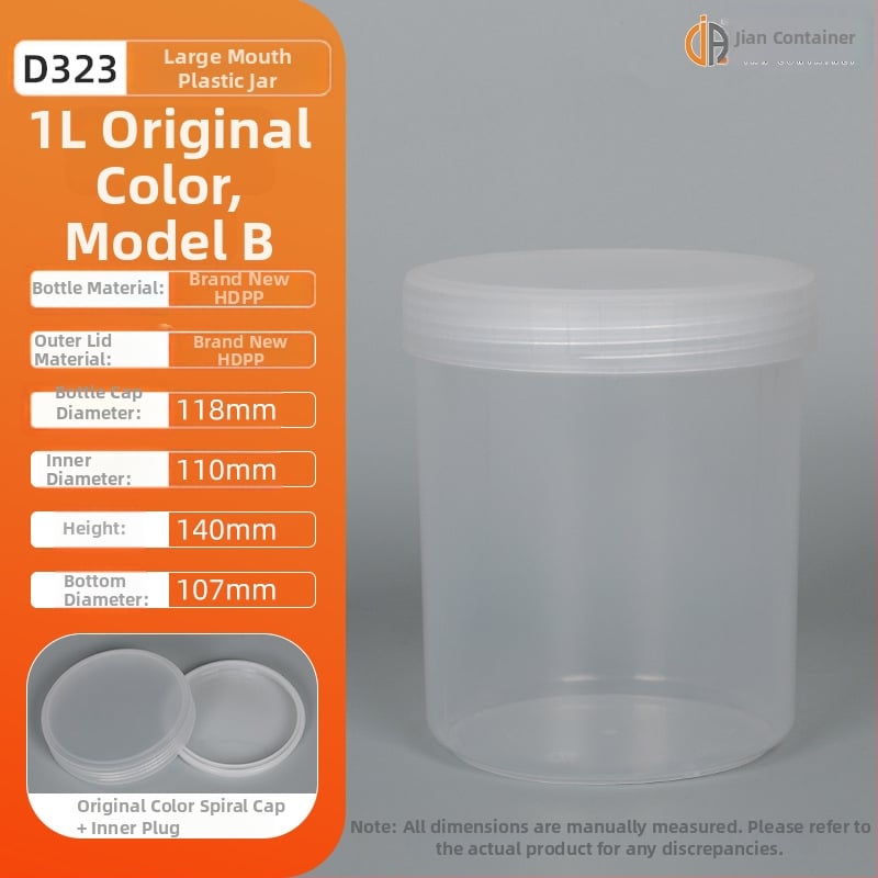 1L PP пластмасов съд за мастило с вътрешен уплътнител и външен капак, персонализирана обработка и печат на лого