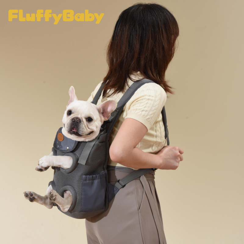 Лятна чанта за домашни любимци на гърдите, преносима двупосочна чанта за котки и малки кучета, голям капацитет, полиестер, до 5 кг, мека