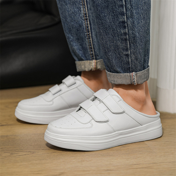 Muške papuče s Velcro zatvaranjem, gornji dio od mikrovlaknaste kože, gumena potplata, PU unutrašnjost, korejski stil