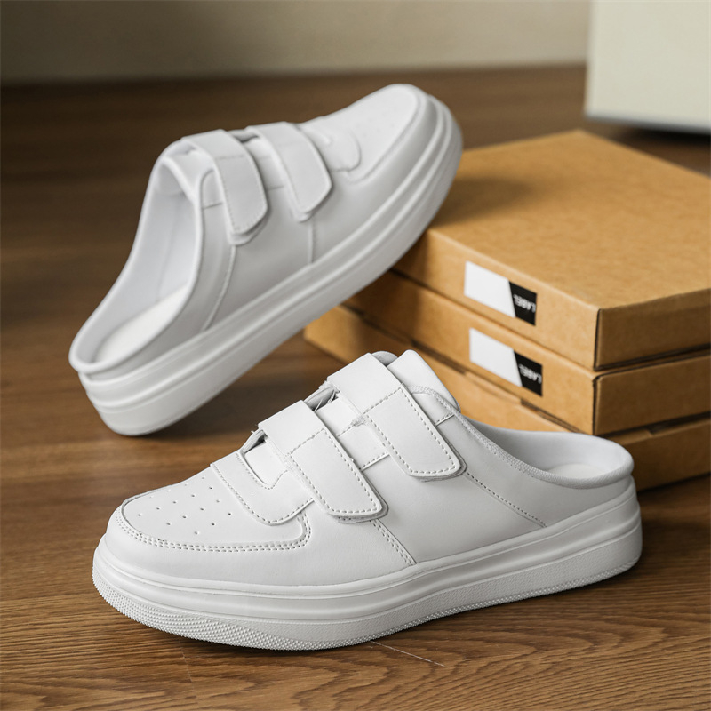 Muške papuče s Velcro zatvaranjem, gornji dio od mikrovlaknaste kože, gumena potplata, PU unutrašnjost, korejski stil