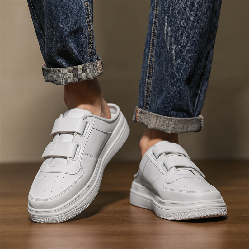 Muške papuče s Velcro zatvaranjem, gornji dio od mikrovlaknaste kože, gumena potplata, PU unutrašnjost, korejski stil