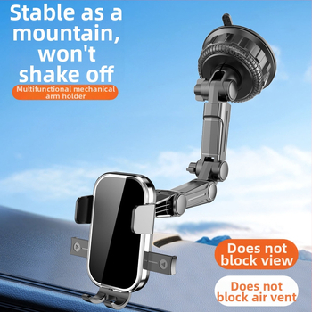 Автомобилен държач за телефон с вакуумна чашка — универсален за табло навигация, минималистичен стил, мощност 5W