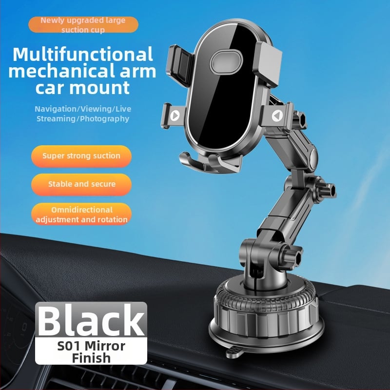 Автомобилен държач за телефон с вакуумна чашка — универсален за табло навигация, минималистичен стил, мощност 5W