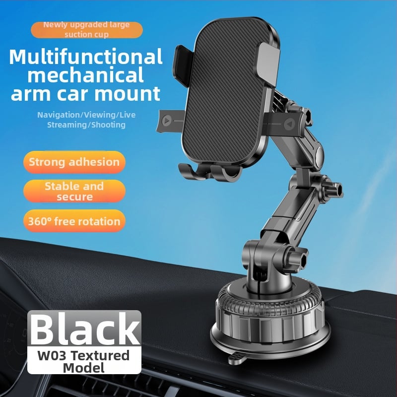 Автомобилен държач за телефон с вакуумна чашка — универсален за табло навигация, минималистичен стил, мощност 5W