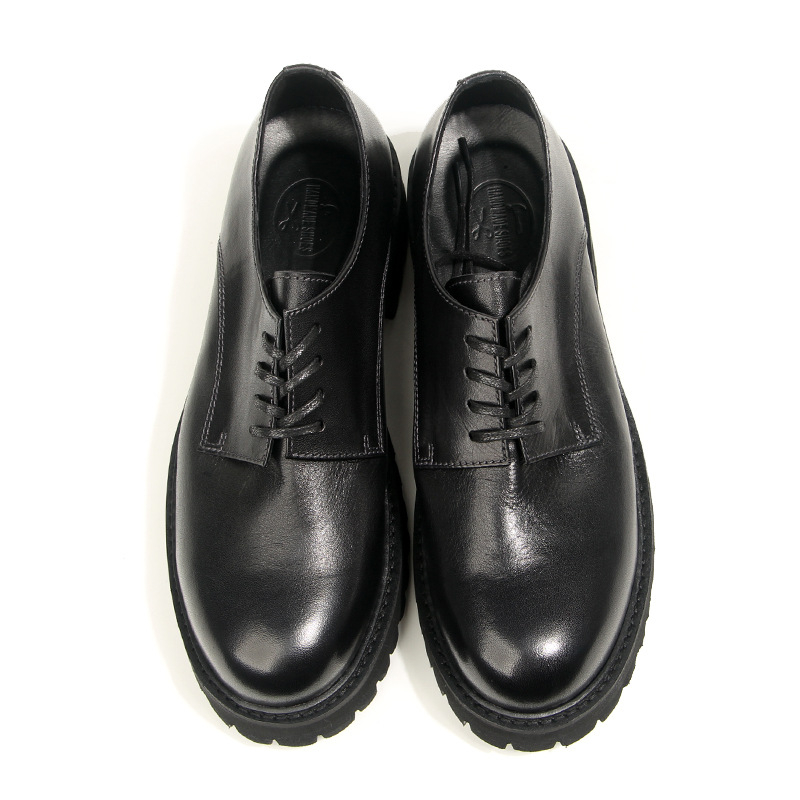 Muške Derby cipele, Vintage koža konja, okrugla kapica, ručno patinirano završetak, retro casual za jesen