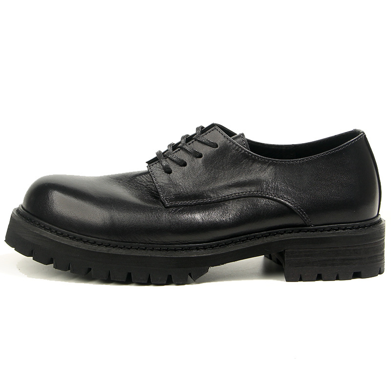 Muške Derby cipele, Vintage koža konja, okrugla kapica, ručno patinirano završetak, retro casual za jesen