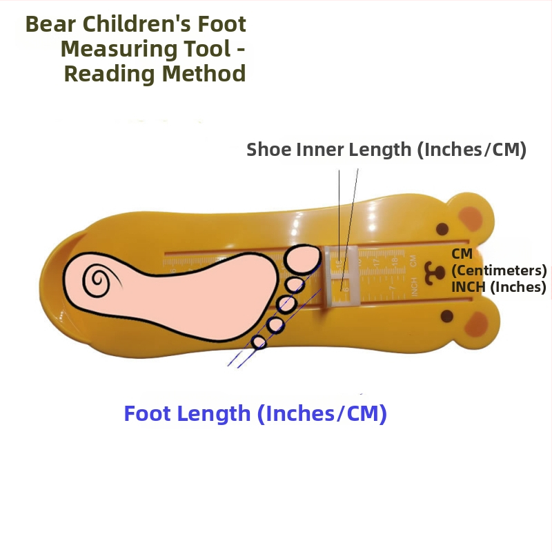 Detský merací prístroj na nohu v tvare medvedíka - JT001, plastový; AN001; vhodný typ obuvi 11977595930; čínskeho štýlu