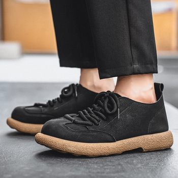 Muške kožne casual tenisice - okrugli nos, gumeni potplat, EVA ulošak, PU gornji dio, niski pet 1–3 cm, stil za slobodno vrijeme/posao