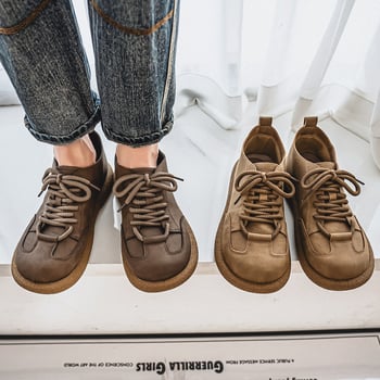 Muške kožne casual tenisice - okrugli nos, gumeni potplat, EVA ulošak, PU gornji dio, niski pet 1–3 cm, stil za slobodno vrijeme/posao