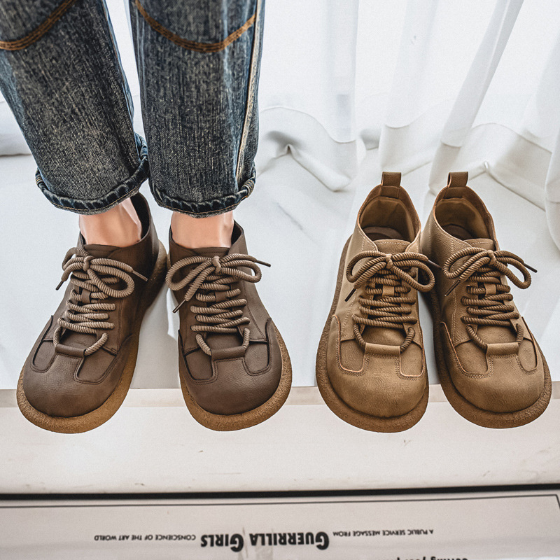 Muške kožne casual tenisice - okrugli nos, gumeni potplat, EVA ulošak, PU gornji dio, niski pet 1–3 cm, stil za slobodno vrijeme/posao