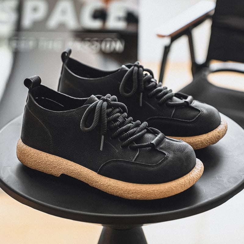 Muške kožne casual tenisice - okrugli nos, gumeni potplat, EVA ulošak, PU gornji dio, niski pet 1–3 cm, stil za slobodno vrijeme/posao