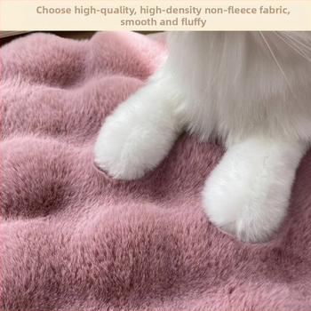 Κυκλικό μαξιλαράκι σκύλου από συνθετική γούνα κουνελιού, πλένεται, εύκολο στην εγκατάσταση