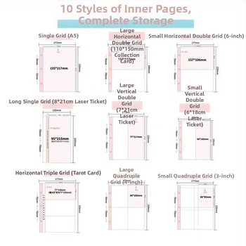 Veľká vnútorná strana kartového albumu — PP vnútorné strany, 10 listov, kompatibilné s tromi alebo šiestimi dierami