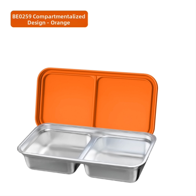 Δοχείο μεσημεριανού από 304 ανοξείδωτο ατσάλι με διπλό διαχωριστή πλέγμα, ορθογώνιο σχήμα, χωρητικότητα 301–500 ml, δυνατότητα στοίβαξης