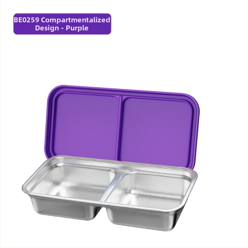 Δοχείο μεσημεριανού από 304 ανοξείδωτο ατσάλι με διπλό διαχωριστή πλέγμα, ορθογώνιο σχήμα, χωρητικότητα 301–500 ml, δυνατότητα στοίβαξης