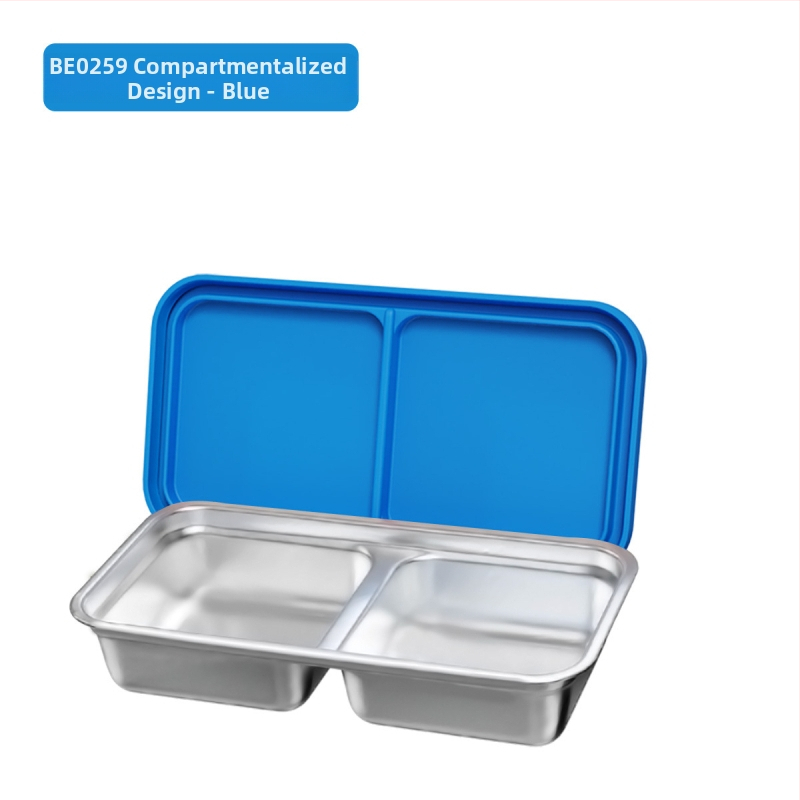 Δοχείο μεσημεριανού από 304 ανοξείδωτο ατσάλι με διπλό διαχωριστή πλέγμα, ορθογώνιο σχήμα, χωρητικότητα 301–500 ml, δυνατότητα στοίβαξης