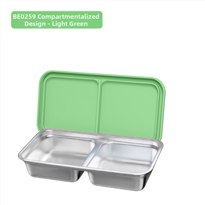 Δοχείο μεσημεριανού από 304 ανοξείδωτο ατσάλι με διπλό διαχωριστή πλέγμα, ορθογώνιο σχήμα, χωρητικότητα 301–500 ml, δυνατότητα στοίβαξης