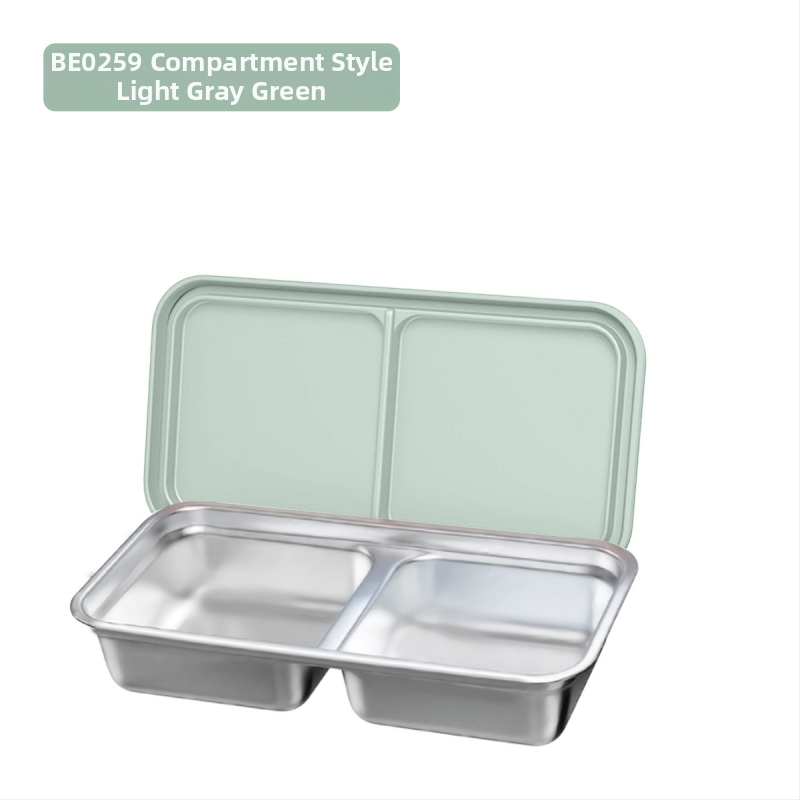 Δοχείο μεσημεριανού από 304 ανοξείδωτο ατσάλι με διπλό διαχωριστή πλέγμα, ορθογώνιο σχήμα, χωρητικότητα 301–500 ml, δυνατότητα στοίβαξης