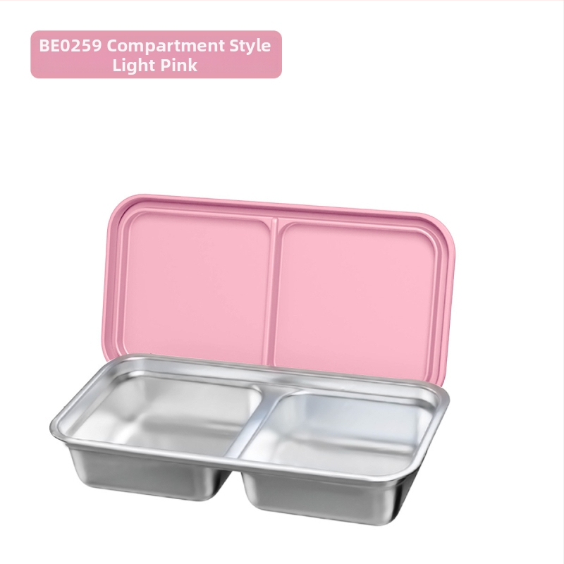 Δοχείο μεσημεριανού από 304 ανοξείδωτο ατσάλι με διπλό διαχωριστή πλέγμα, ορθογώνιο σχήμα, χωρητικότητα 301–500 ml, δυνατότητα στοίβαξης