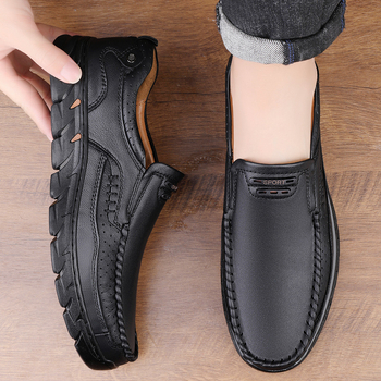 Muški kožni loaferi (dišući, ručna izrada, slip-on, dvostruki sloj goveđe kože, ravna peta)