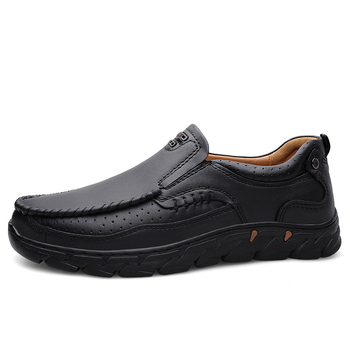 Muški kožni loaferi (dišući, ručna izrada, slip-on, dvostruki sloj goveđe kože, ravna peta)