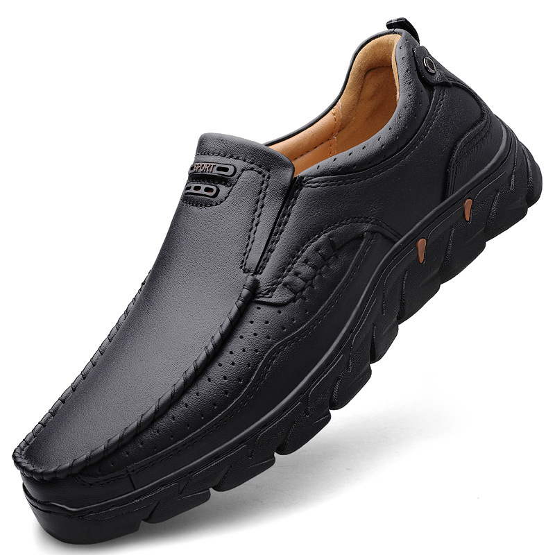 Muški kožni loaferi (dišući, ručna izrada, slip-on, dvostruki sloj goveđe kože, ravna peta)