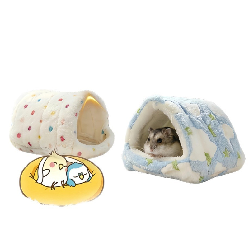 Hamster gnijezdo od pamuka — zimsko toplo, trokutasti oblik, prirodni stil, pogodna za unutarnju upotrebu.