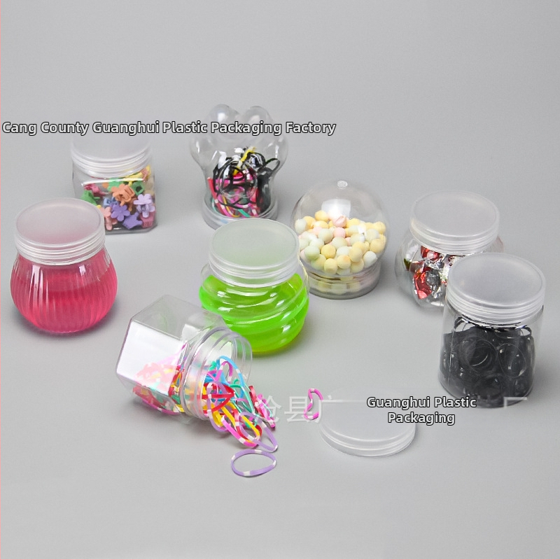 PET пластмасова банка с широко гърло, завинтващ се капак, прозрачна за домашно съхранение, разнообразни стилове