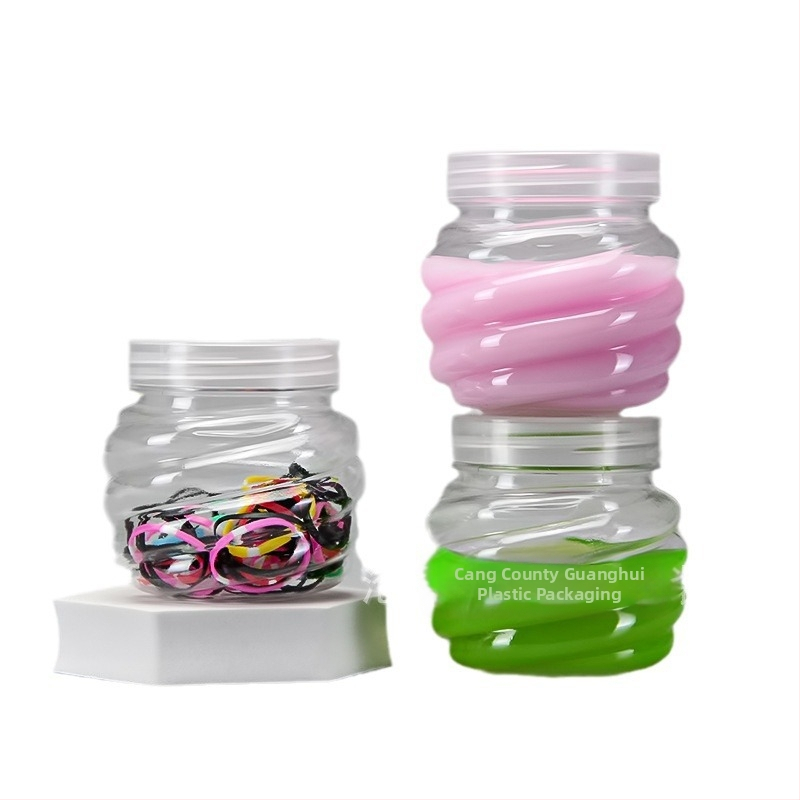 PET пластмасова банка с широко гърло, завинтващ се капак, прозрачна за домашно съхранение, разнообразни стилове