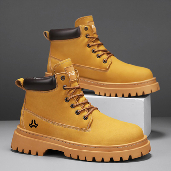 Férfi Martin bakancsok, magas téli csizmák elöl fűzővel, csúszásmentes és melegek; felső PVC, talp PVC, PU talpbetét, dőlő sarok 1-3 cm