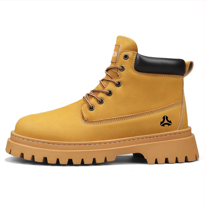 Férfi Martin bakancsok, magas téli csizmák elöl fűzővel, csúszásmentes és melegek; felső PVC, talp PVC, PU talpbetét, dőlő sarok 1-3 cm