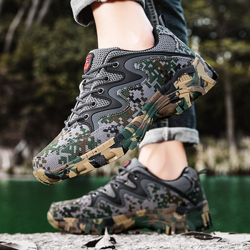 Unisex outdoor tenisice za planinarenje - prozračne, niski potplat 1–3 cm, Goodyear potplat, maskirni platneni gornji dio i EVA ulošak