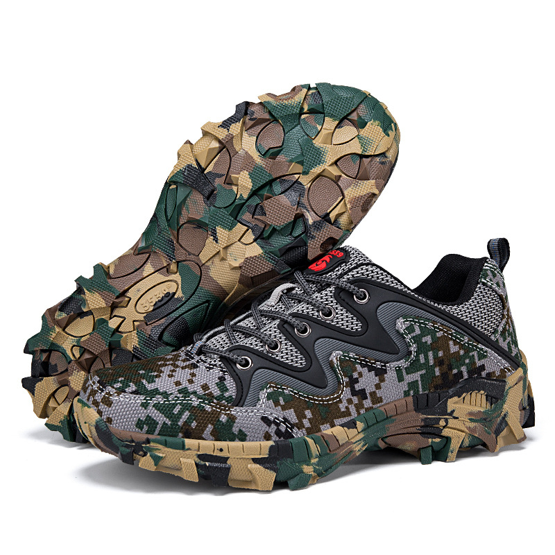Unisex outdoor tenisice za planinarenje - prozračne, niski potplat 1–3 cm, Goodyear potplat, maskirni platneni gornji dio i EVA ulošak