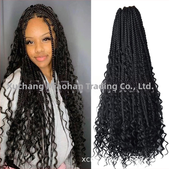 Crochet wig s trostrukom pletenicom - boemski stil, sintetičko vlakno, za žene