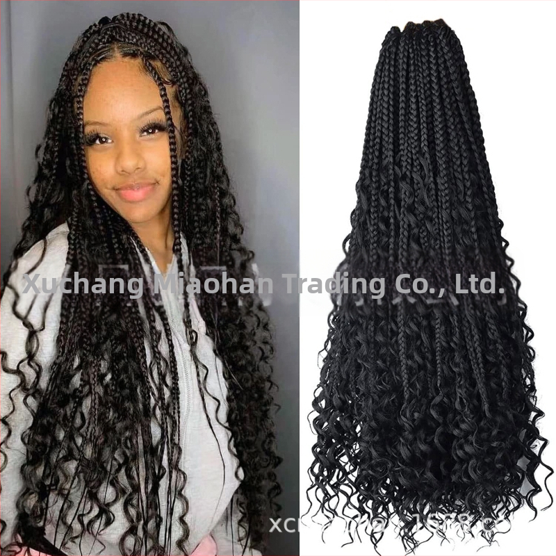 Crochet wig s trostrukom pletenicom - boemski stil, sintetičko vlakno, za žene