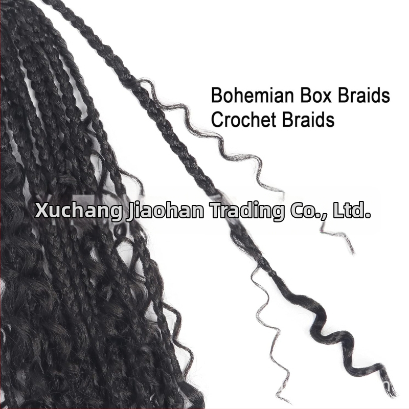 Crochet wig s trostrukom pletenicom - boemski stil, sintetičko vlakno, za žene