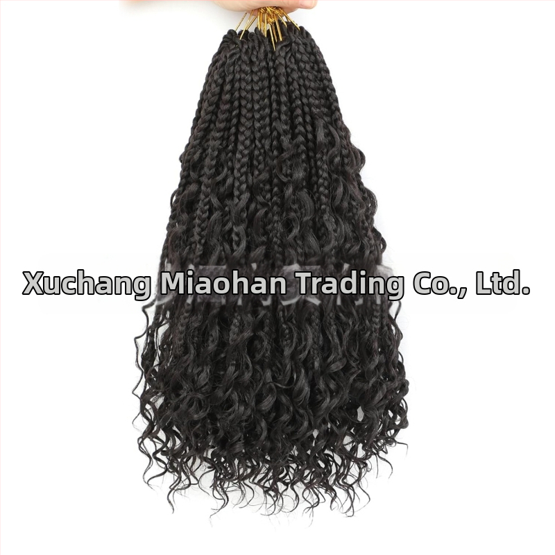 Crochet wig s trostrukom pletenicom - boemski stil, sintetičko vlakno, za žene