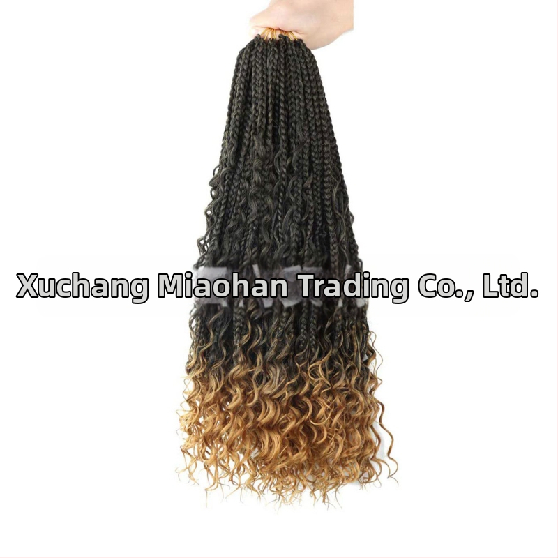 Crochet wig s trostrukom pletenicom - boemski stil, sintetičko vlakno, za žene