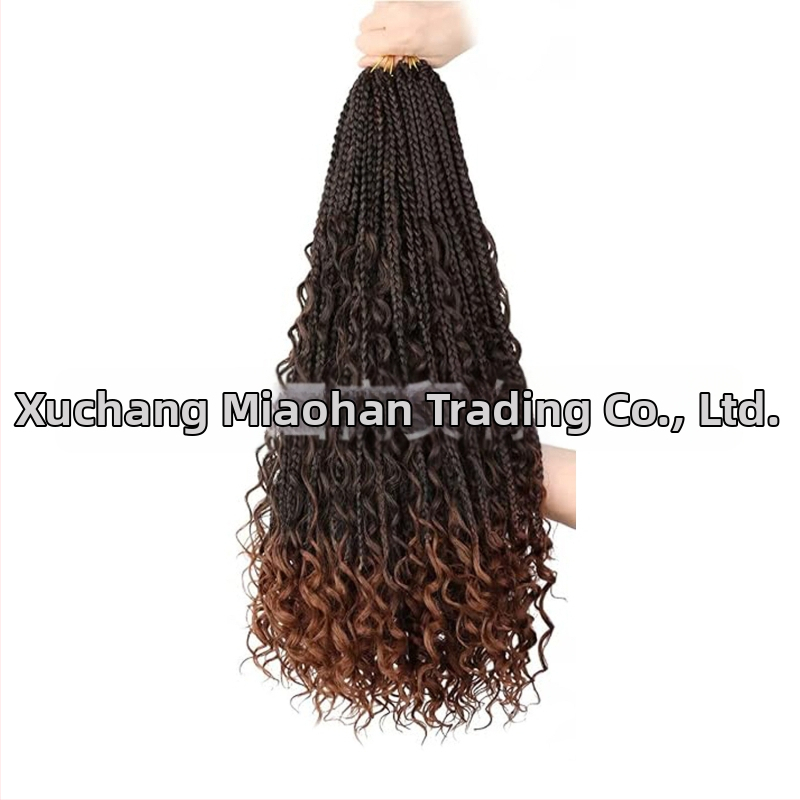 Crochet wig s trostrukom pletenicom - boemski stil, sintetičko vlakno, za žene