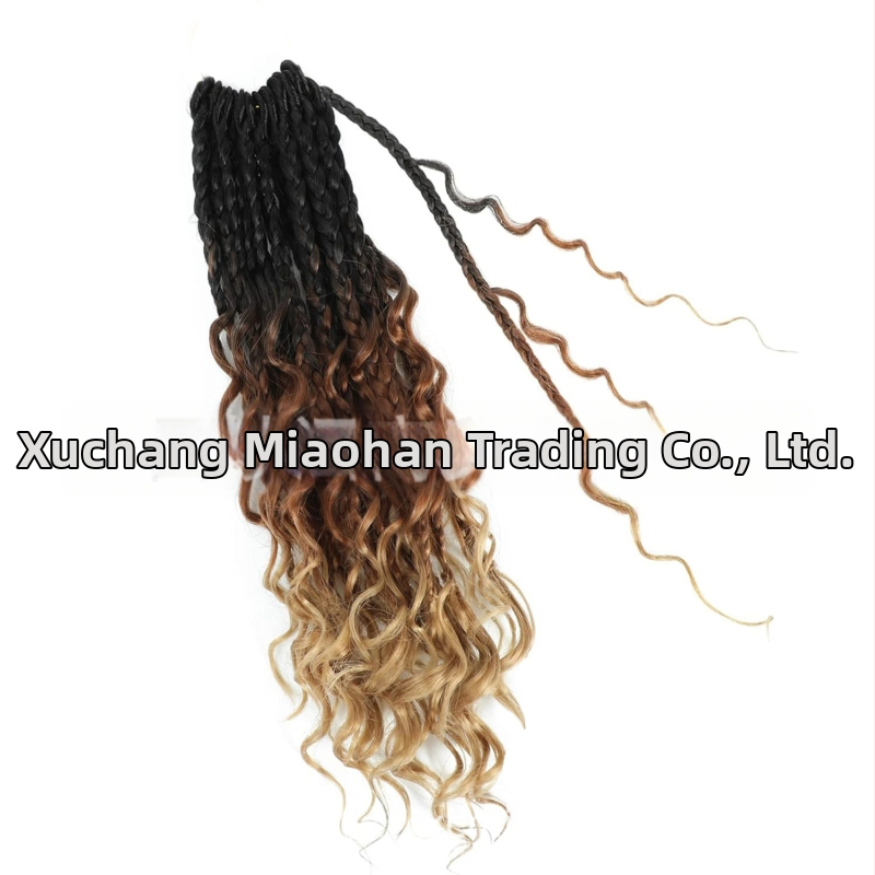 Crochet wig s trostrukom pletenicom - boemski stil, sintetičko vlakno, za žene