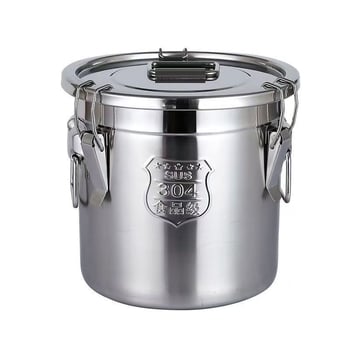 Recipient metalic sigilat pentru depozitarea orezului, cu capac, rezistent la umezeală și insecte, capacitate mare